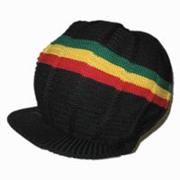 RH039 Medium Rasta Dread Hats - Black - Beige - Red Yellow Green - White