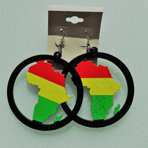 AFRICA Wooden Earrings - Red Yellow Green - Rasta