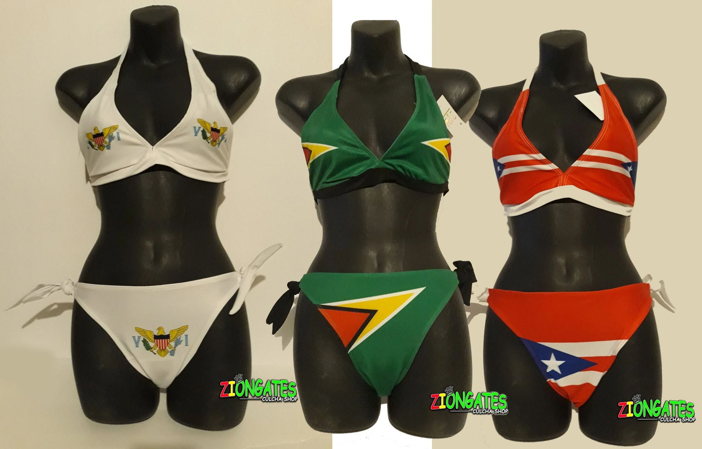 Caribbean Flag Bathing Suits - Virgin Islands - Guyana - Puerto Rico - 2 piece Swim Suit