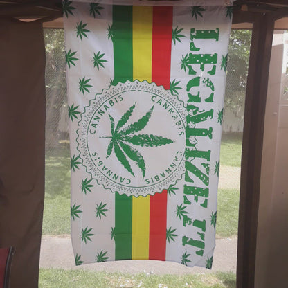 Large 3x5 420 Ganja Flag - Legalize it White