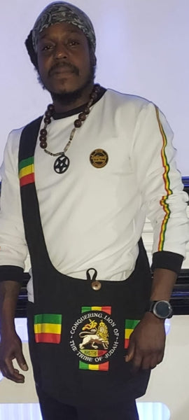 Black Rasta shoulder bag with Lion of Judah patch - Hobo Bag - Cross Body Bag