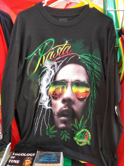 MENS Rasta Long Sleeve T Shirt - Cannabis