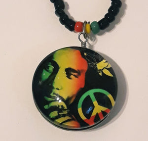 Rasta Bob glass marble  Beaded Necklaces