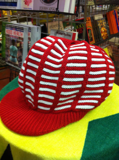 RH039-5RW Small Red White Rasta Dreadlocks cap