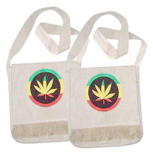 Hemp Bag with Ganja embroidery - Rasta - 420