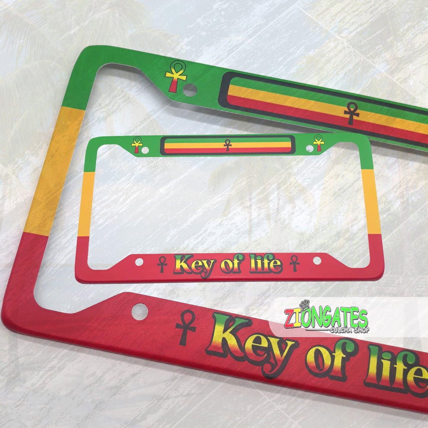 Cultural License Plate Frames - Ankh - Rasta - RBG