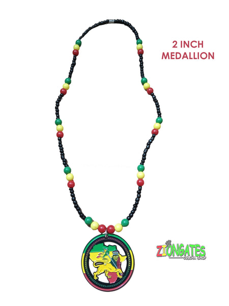 Lion of Judah Metal Rasta Necklace with Map of Africa - ETHIOPIA