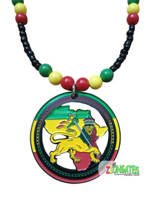 Lion of Judah Metal Rasta Necklace with Map of Africa - ETHIOPIA