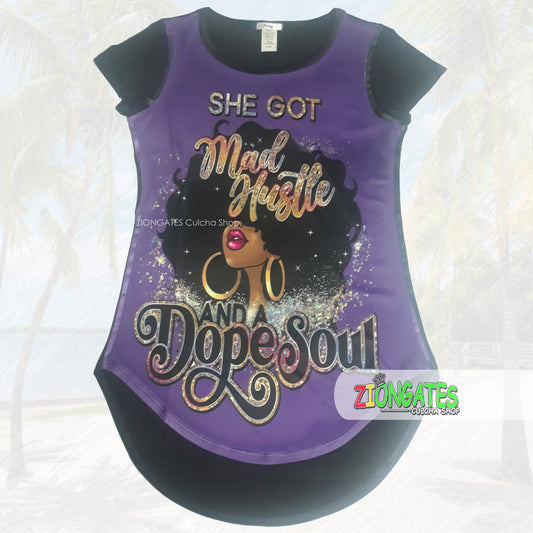 WOMENS Mad Hustle - Dope Soul-  Sublimation Stretch SHIRT - Black