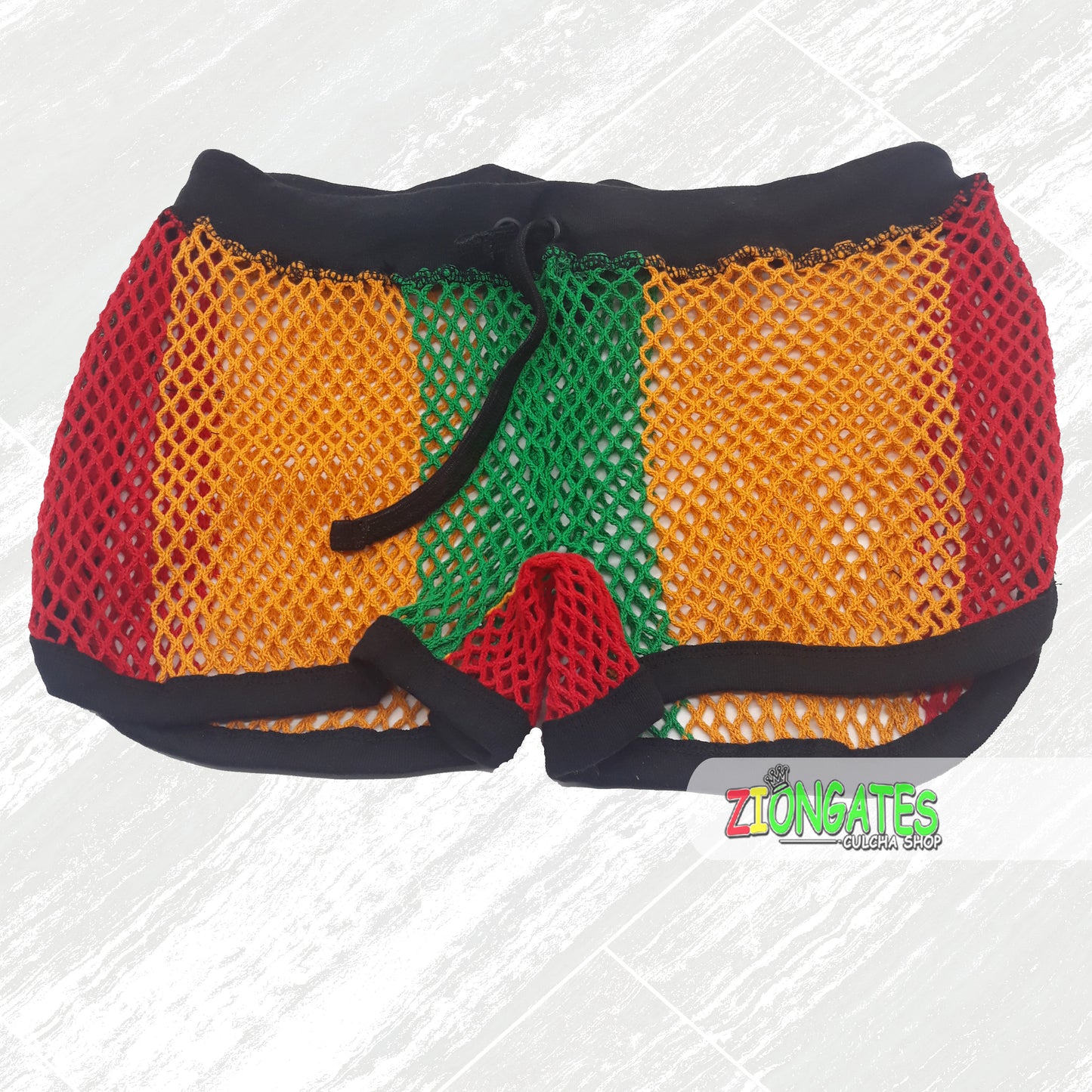 Women's 2 piece Mesh Short set - Rasta - Red Yellow and Green - Jamaica - Beach cover up