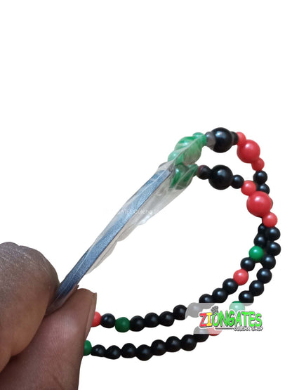 Red Black and Green Necklaces - Ankh - Africa - Beaded - Pan African-RBG