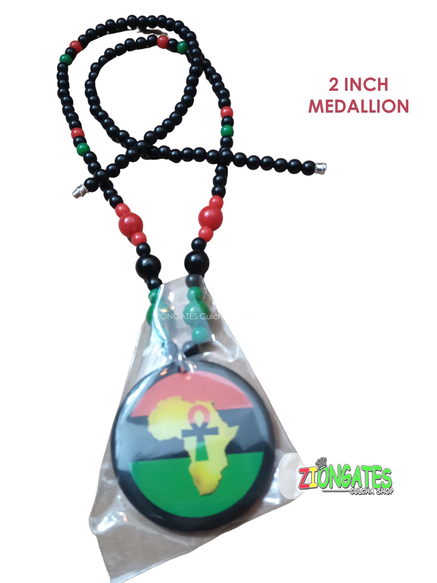 Red Black and Green Necklaces - Ankh - Africa - Beaded - Pan African-RBG