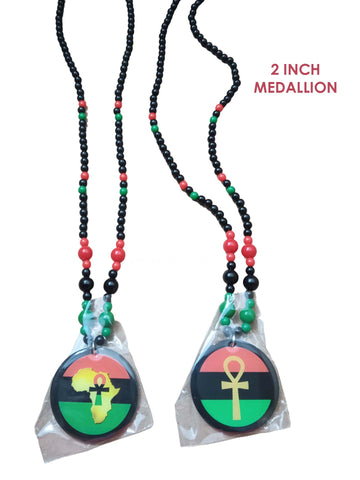 Red Black and Green Necklaces - Ankh - Africa - Beaded - Pan African-RBG