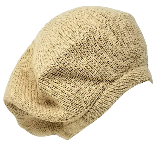 rh005-4 Medium Solid Beige Rastafarian Crown - rasta hats tams dread locks cap