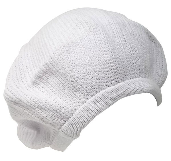 Medium Solid White Rastafarian Crown - rasta hats tams dread locks cap - rh005-7