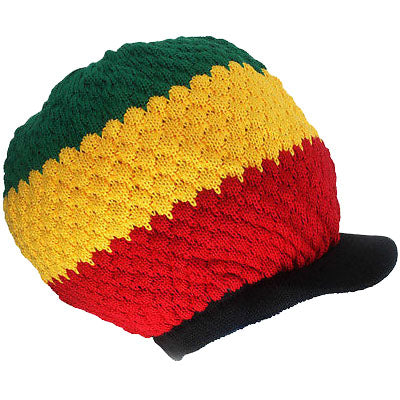 RH011-2 Medium red yellow and green Rastafarian Crown AKA rasta hats tams dread locks cap