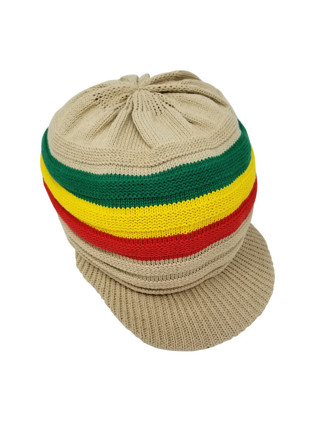 RH018-3 Small BEIGE Rastafarian Crown - rasta hats tams dread caps small for short dreadlocks