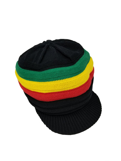 RH018-2 Small BLACK Rastafarian Crown - rasta hats tams dread locks cap