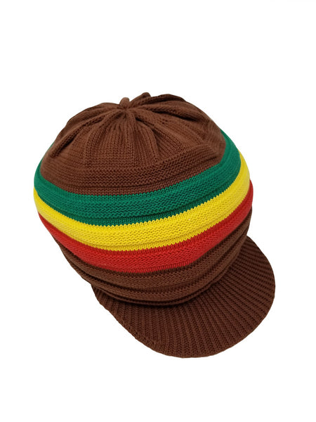 RH018-1 Small BROWN Rastafarian Crown- rasta hats tams dread locks cap small for dread locks