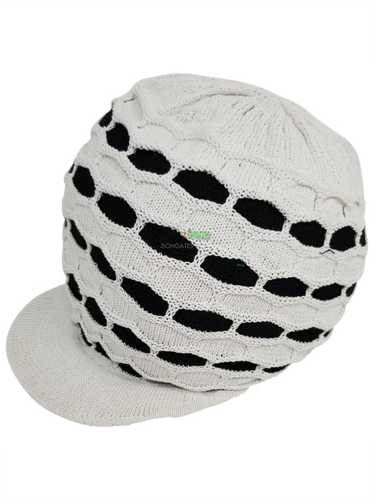 RH020-6WB Large WHITE BLACK Rastafarian Crown AKA rasta hats tams dread locks cap