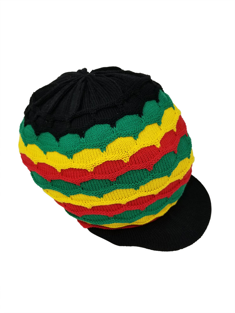 RH020-4 Medium Rastafarian Crowns AKA rasta hats tams dread locks cap - Black - White