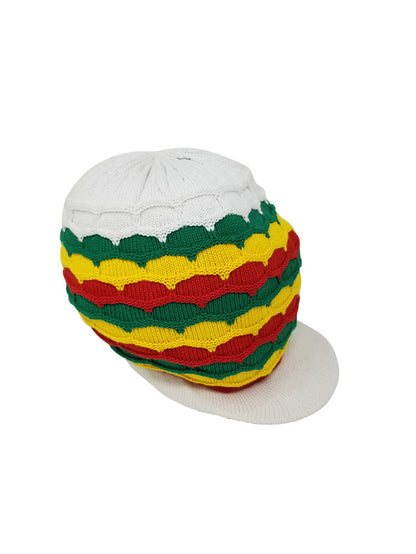 RH020-4 Large Rastaman Crowns AKA rasta hats tams dread locks cap - Black - White