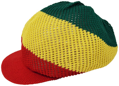 RH035-RYG Large MESH Rastaman Crown - rasta hats tams dread caps