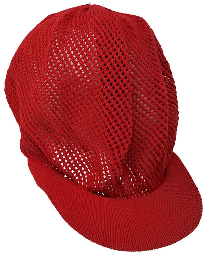 rh035-9 Large RED MESH Slouchy Rasta Crown AKA rasta hats tams dread caps