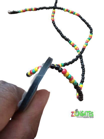 Haile Selassie Beaded Necklace - Rasta - Red Yellow and Green