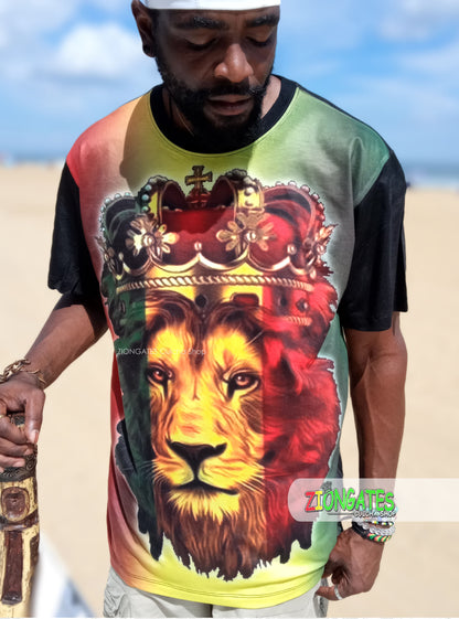 MENS Sublimation Shirt - Lion Crown - Rasta