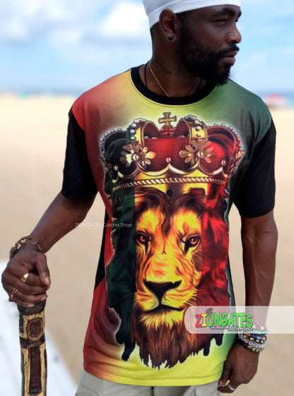 MENS Sublimation Shirt - Lion Crown - Rasta