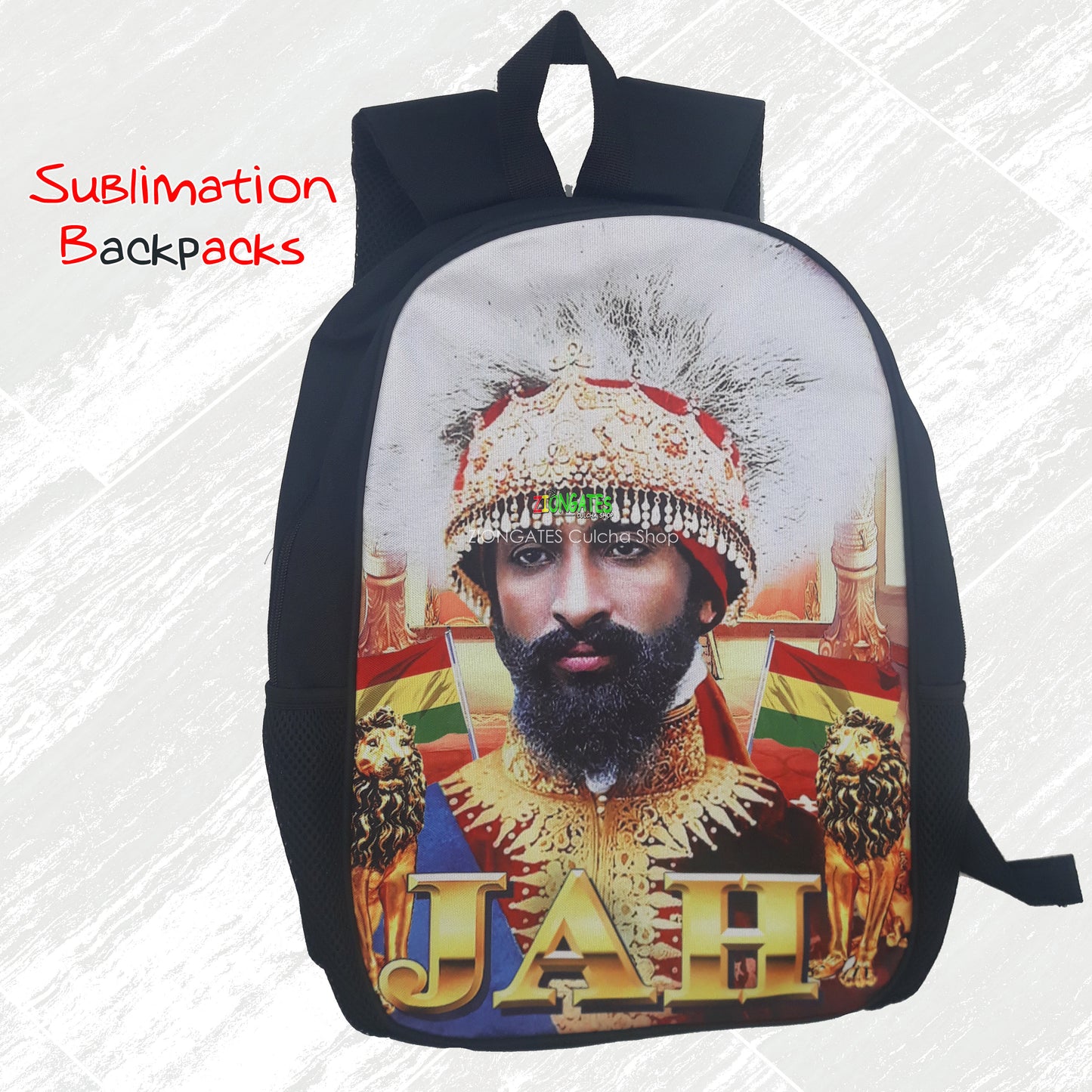 Haile Selassie back packs - Sublimation Bags - Jah Rastafari