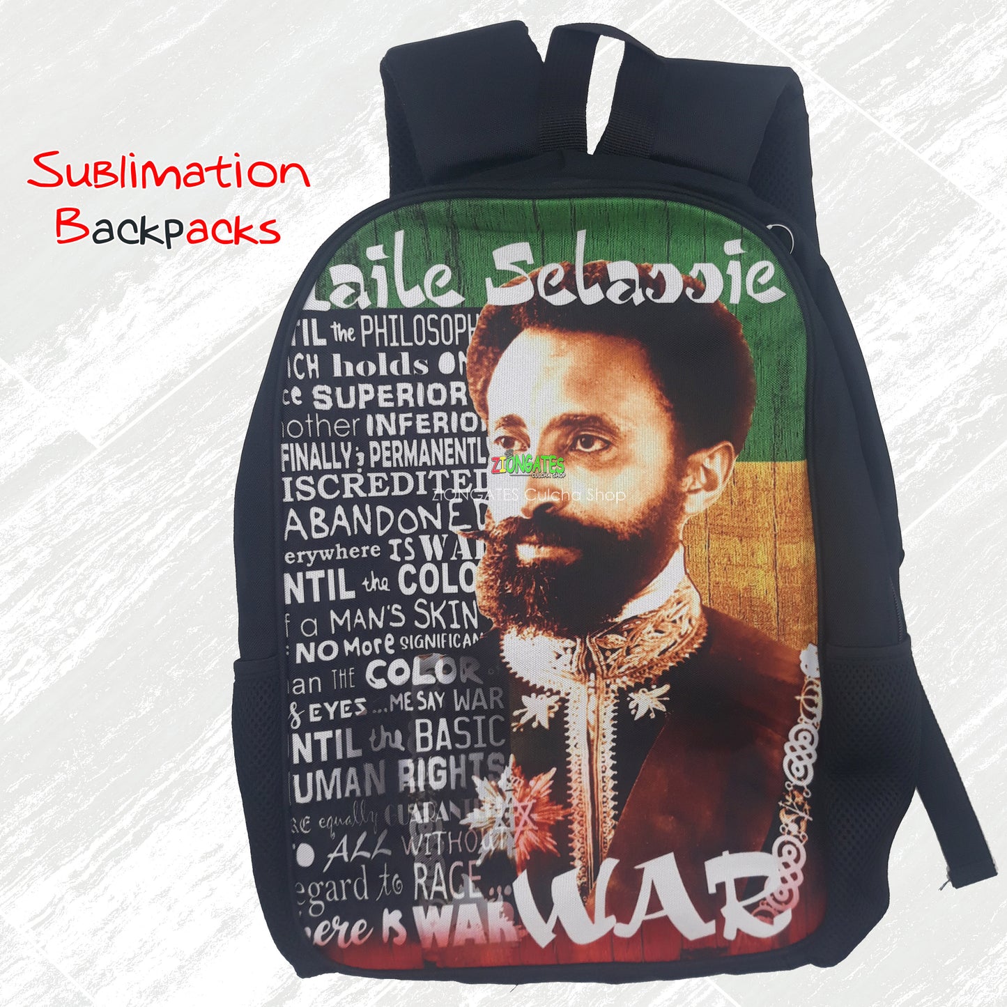 Haile Selassie back packs - Sublimation Bags - Jah Rastafari