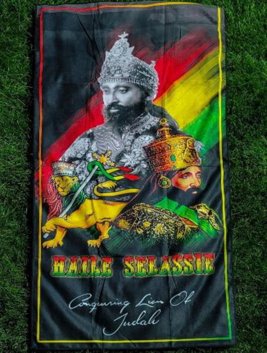 Large Haile Selassie Beach Towel - Rastafari - Crown