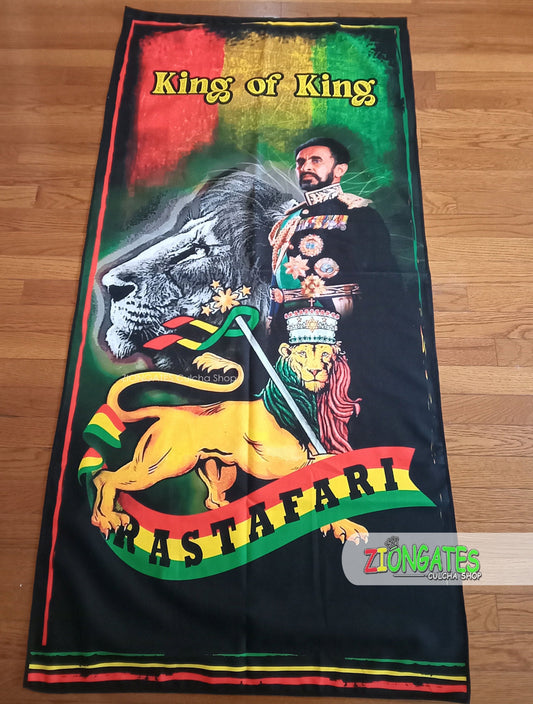 Large Haile Selassie Beach Towel - Rastafari