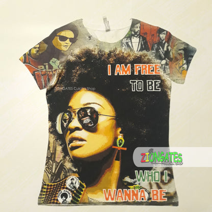 Women's Sublimation Shirt - Angela Davis - Free to Be who I wanna be