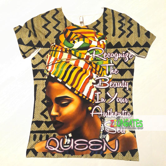 Women's Sublimation Shirt - Black Kente Queen