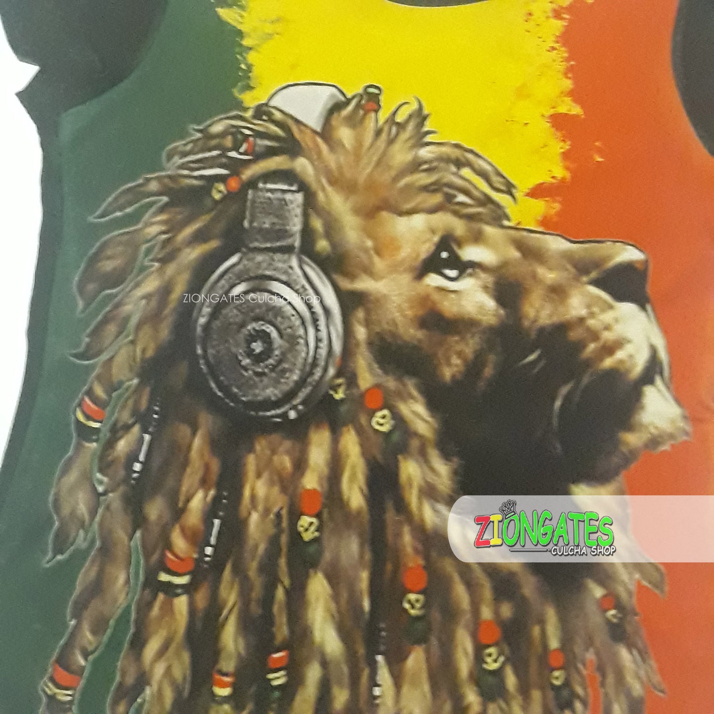 WOMENS RASTA Lion with headphones Spandex Shirt