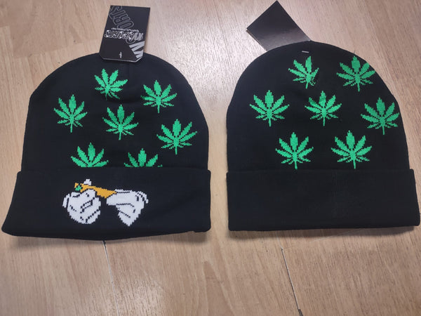 Ganja Leaf Ski Hat Beanie Black